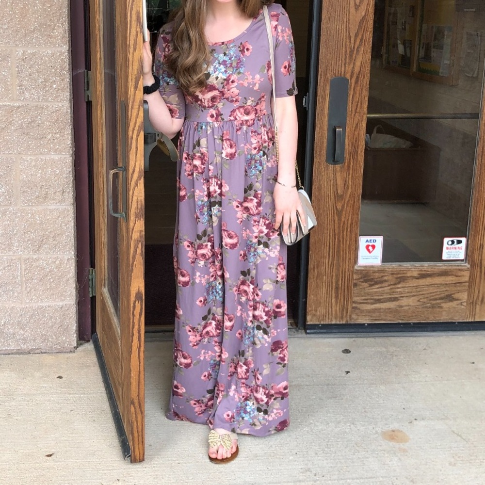 Mikarose Floral Pink Purple Maxi Dress
